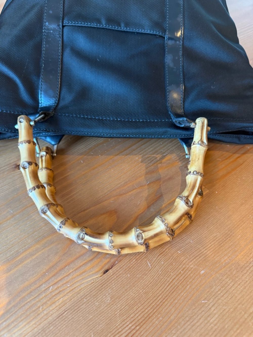 Gucci Black Tote Bag with Bamboo Handles and Leather Trim - Picture 6 of 16